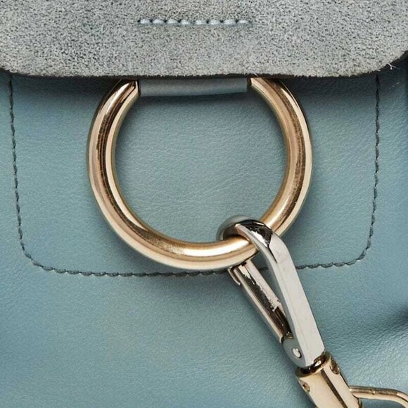 Chloe Light Blue Leather and Suede Mini Faye Backpack Bag - Picture 6 of 11